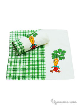 Набор полотенец, 2 шт Текстильный каприз, цвет зеленый, молочный