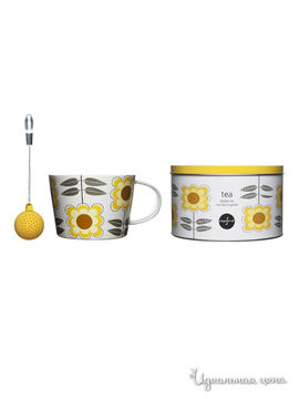 Набор для чая: чашка, ситечко, емкость для хранения чая Sagaform, цвет белый,  желтый