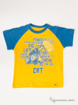 Футболка CAT (Caterpillar) для мальчика, цвет желтый, голубой