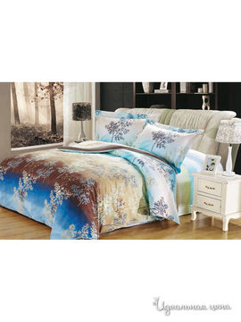 Комплект постельного белья 1.5-спальный Softline, цвет голубой, бежевый