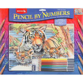 Набор с цветными карандашами "Тигр и тигрята"