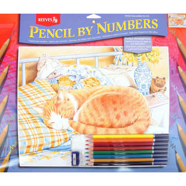 Набор с цветными карандашами "Спящая кошечка"