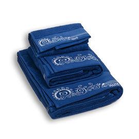 Комплект махровых полотенец из трех предметов хлопок синий