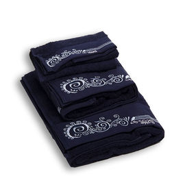 Комплект махровых полотенец из трех предметов хлопок темно-синий