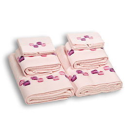Комплект махровых полотенец из шести предметов бамбук розовый