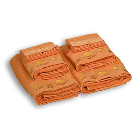 Комплект махровых полотенец из шести предметов бамбук оранжевый