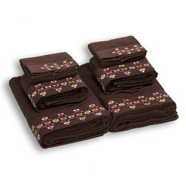 Комплект махровых полотенец из шести предметов хлопок коричневый