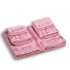 Комплект махровых полотенец из шести предметов хлопок розовый