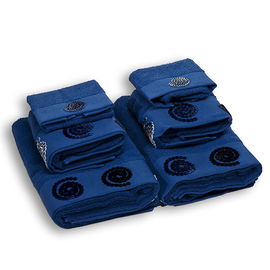 Комплект махровых полотенец из шести предметов хлопок синий