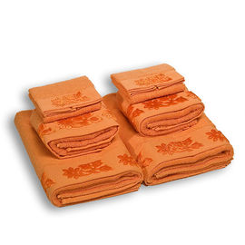 Комплект махровых полотенец из шести предметов хлопок оранжевый