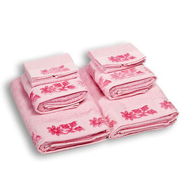 Комплект махровых полотенец из шести предметов хлопок розовый