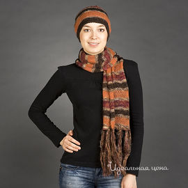 Комплект шапка и шарф, коричневый