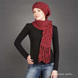 Комплект шапка и шарф, красный