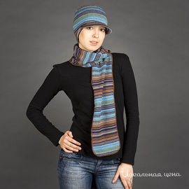 Комплект шапка с козырьком и шарф, голубой