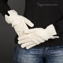 Перчатки женские вязаные с контрастной отделкой, белые
