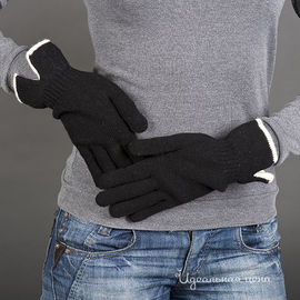 Перчатки женские вязаные с контрастной отделкой, черные