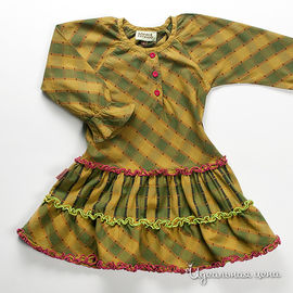 Платье оливкового цвета в клетку для девочки, рост 50-140 см