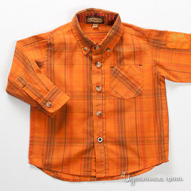 Рубашка оранжевая в клетку для мальчика, рост 50-140 см