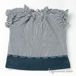 Блуза Gulliver для девочки, цвет серый / белый