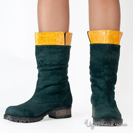 Ботинки Tuffoni&Piovanelli женские, цвет изумрудный / желтый