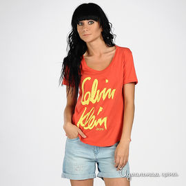 Футболка Calvin Klein Jeans женская, цвет коралловый