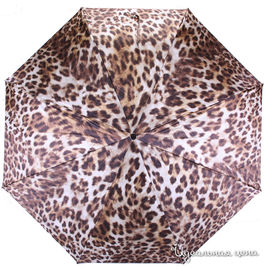 Зонт механический Pasotti женский, принт леопард коричневый