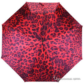 Зонт механический Pasotti женский, принт леопард красный