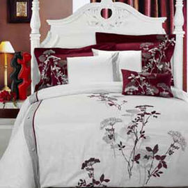 Комплект постельного белья Leonardo LOVERS IN THE NIGHT, цвет белый / бордовый, семейный
