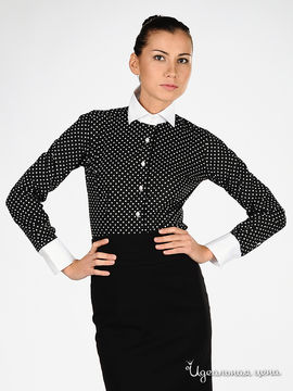 Рубашка Alonzo Corrado женская, цвет черный / принт белый горох