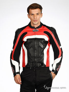 Мотокуртка Ivagio мужская, цвет черный / красный / белый