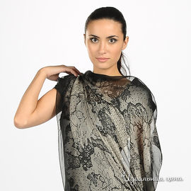 Платок Valentino женский, цвет черный / бежевый, 90х90см