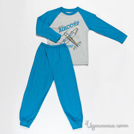 Пижама Cherubino для мальчика, цвет темно-бирюзовый / серый, рост 104-122 см