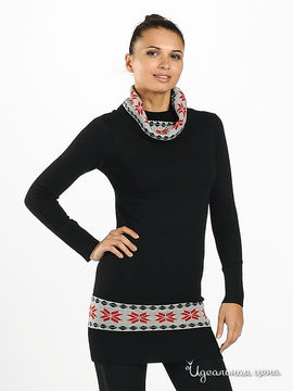 Пуловер My collection женский, цвет черный / серый / красный