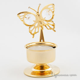 Подсвечник с бабочкой Swarovski Crystal, цвет золото, 10 см