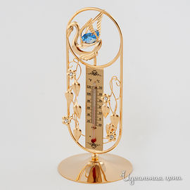 Термометр на подставке с лебедем Swarovski Crystal, цвет золото, 17 см