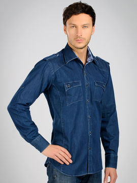 рубашка с длинным рукавом Jess France мужская, цвет синий