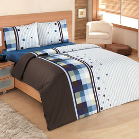 Комплект постельного белья Issimo "KAYRA", цвет синий / коричневый / белый, евро