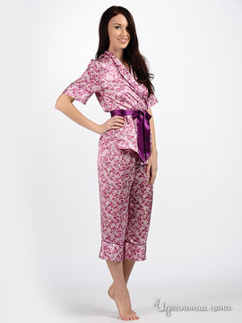 Пижама Charoi "DA" женская, цвет фуксия / белый / фиолетовый