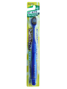 Зубная щетка с широкой V-образной чистящей головкой, комбинированным ворсом в 6 рядов и утонченными кончиками, мягкая, EBISU