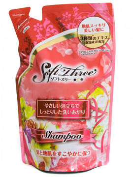 Шампунь для волос увлажняющий для поддержания здоровья кожи головы Soft Three, 400 мл, Mitsuei