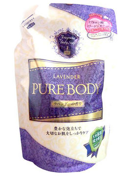 Гель для душа увлажняющий с гиалуроновой кислотой, коллагеном и экстрактом алоэ с ароматом лаванды Pure Body, мягкая экономичная упаковка, 400 мл, Mitsuei
