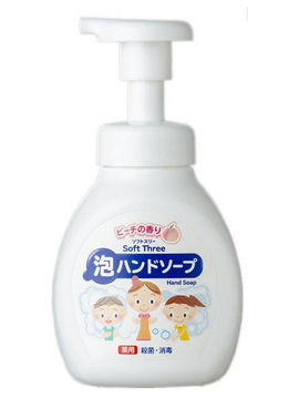 Мыло нежное пенное для рук с ароматом персика антисептическое Soft Three, запасной блок, 450 мл, Mitsuei