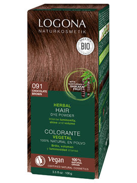 Краска для волос растительная, 091 шоколадно-коричневый, 100 г, Logona