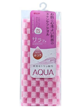 Мочалка для тела массажная с хитозаном AQUA, AISEN, цвет розовый
