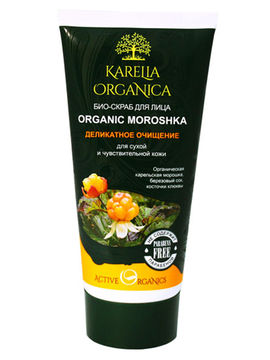 Био-скраб для лица деликатное очищение для сухой и чувствительной кожи Organic Moroshka, 180 мл, NATURA VITA
