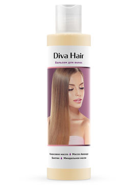 Бальзам для волос восстанавливающий, укрепляющий, против выпадения с эффектом ламинирования DivaHair, 200 мл, DOBROVIT