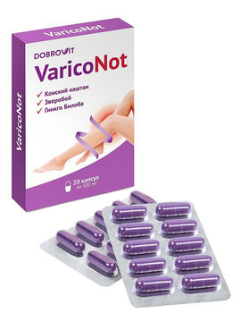 Концентрат пищевой на основе растительного сырья VaricoNot для профилактики варикозного расширения вен, 20 капсул, DOBROVIT
