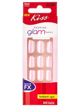 Набор накладных ногтей без клея, длина короткая, розовое сияние, 24 шт, Kiss