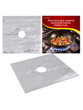 Пластины для защиты кухонной плиты, 4 шт., 25х25 см Мультидом, цвет в ассортименте