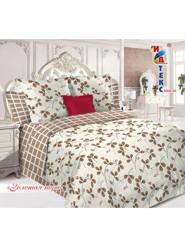 Комплект постельного белья, 2-спальный ИВТЕКстиль, цвет белый, коричневый